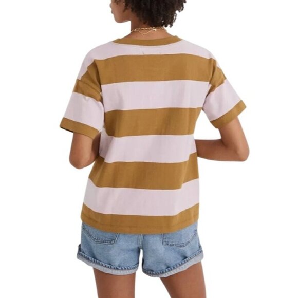 Madewell Women's Parkview striped Henley Tee Rugby Stripe women’s M boxy - Picture 3 of 10